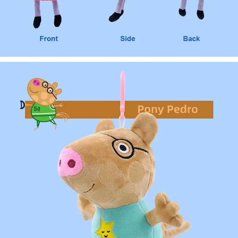 Peluches Peppa Pig et George authentiques de 19 cm, porte-clés de haute qualité, pendentif poupée animal de dessin animé, cadeaux d'anniversaire pour enfants