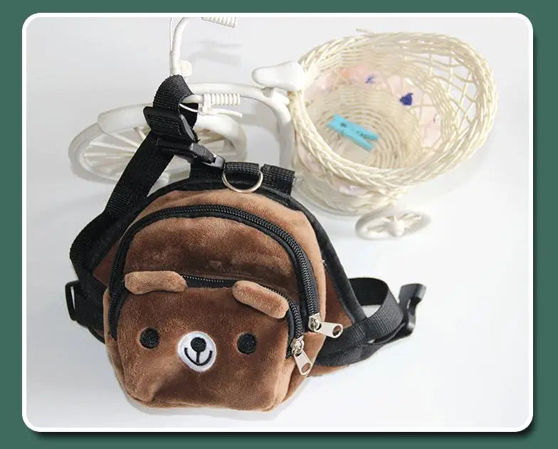 Sac à dos durable pour chien de compagnie, sac à dos auto-transporté pour chiot, laisse réglable, harnais portable de dessin animé, sac de collation en plein air pour chien en peluche