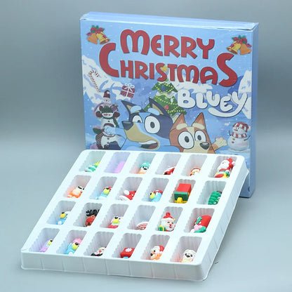 Bluey Figure Christmas Advent Calendar 24pcs Set Blind Box Birthday Gift Kawaii Blue Dog Anime Figural Action Pvc Model Kid Toy