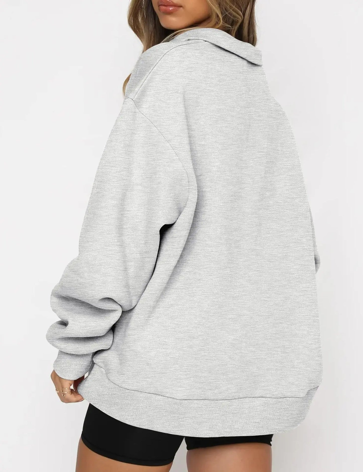 Women Sweatshirts Turn Down Collar Zipper Pullovers Long Sleeve Spliced Thick Warm Sweatshirt Outwear Autumn Winter 2024