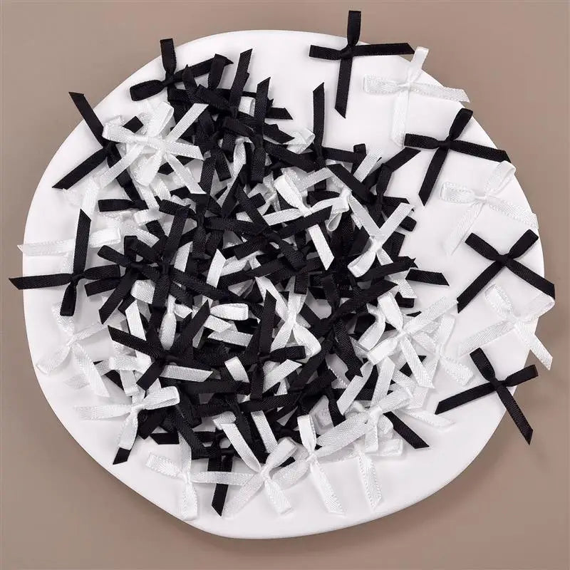100Pcs 3mm Ribbons Mini Satin Ribbons Flowers Bows Ties Christmas Bowknot For DIY Craft Scrapbooking Embellishment Accessories