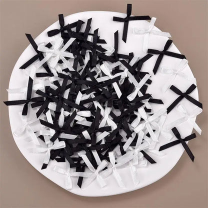 100Pcs 3mm Ribbons Mini Satin Ribbons Flowers Bows Ties Christmas Bowknot For DIY Craft Scrapbooking Embellishment Accessories