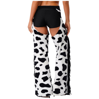 Pantalon élégant en flanelle pour femmes, entrejambe ouvert, pour vélo, équitation, Cowgirl occidentale, Chaps Hippie, Costume de danse Cosplay d'halloween