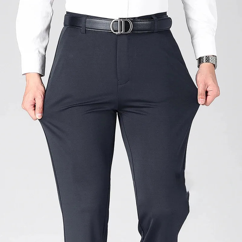 TRAF Autumn And Winter Thick Men's Fashion Comfortable Casual Long Pants Four-Sided Elastic Pants Loose Straight Leg Suit Pants