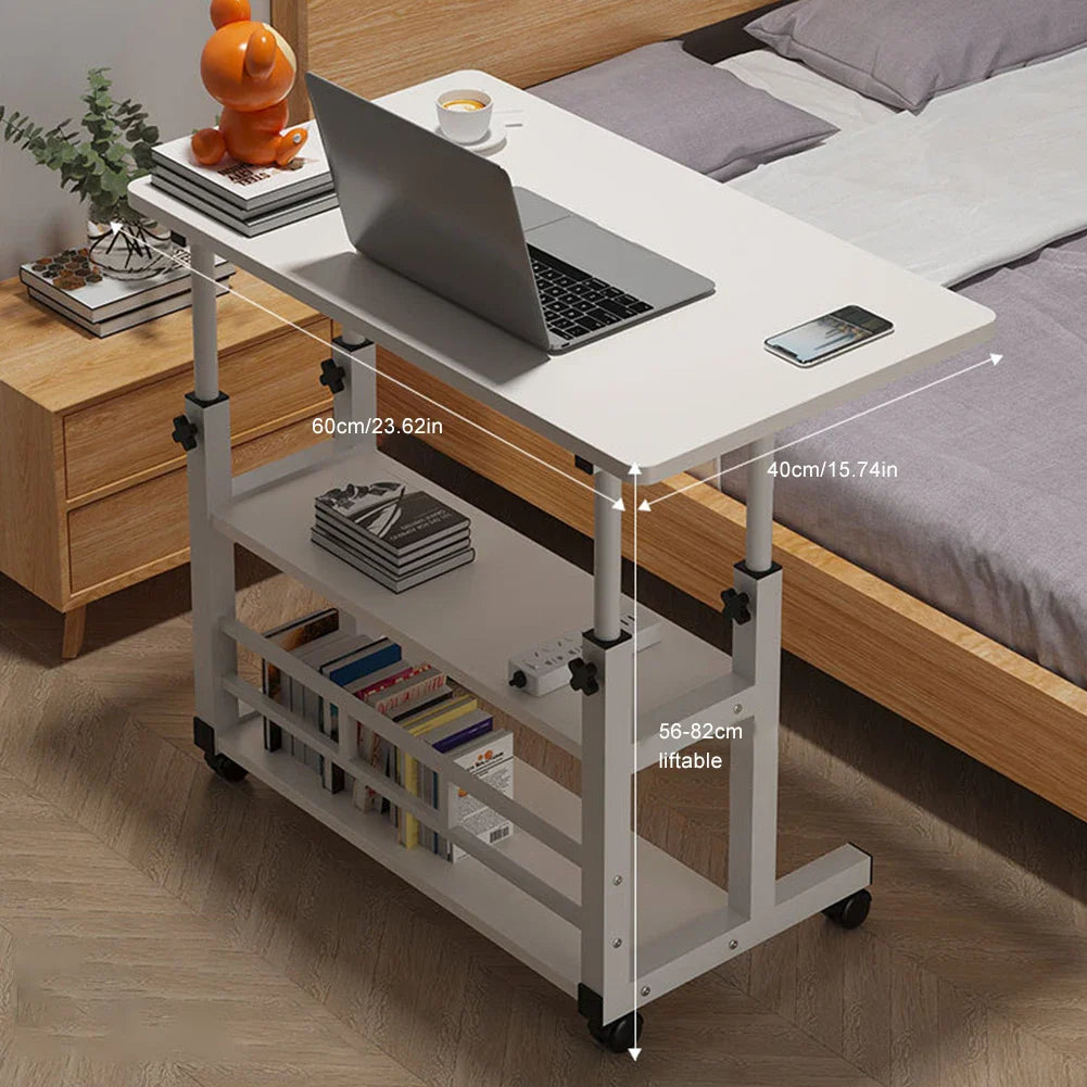 Table de chevet réglable en hauteur, rangement multicouche, roue pivotante, bureau de maison, ordinateur portable, bureau debout pour Table élévatrice à domicile