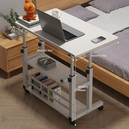 Table de chevet réglable en hauteur, rangement multicouche, roue pivotante, bureau de maison, ordinateur portable, bureau debout pour Table élévatrice à domicile