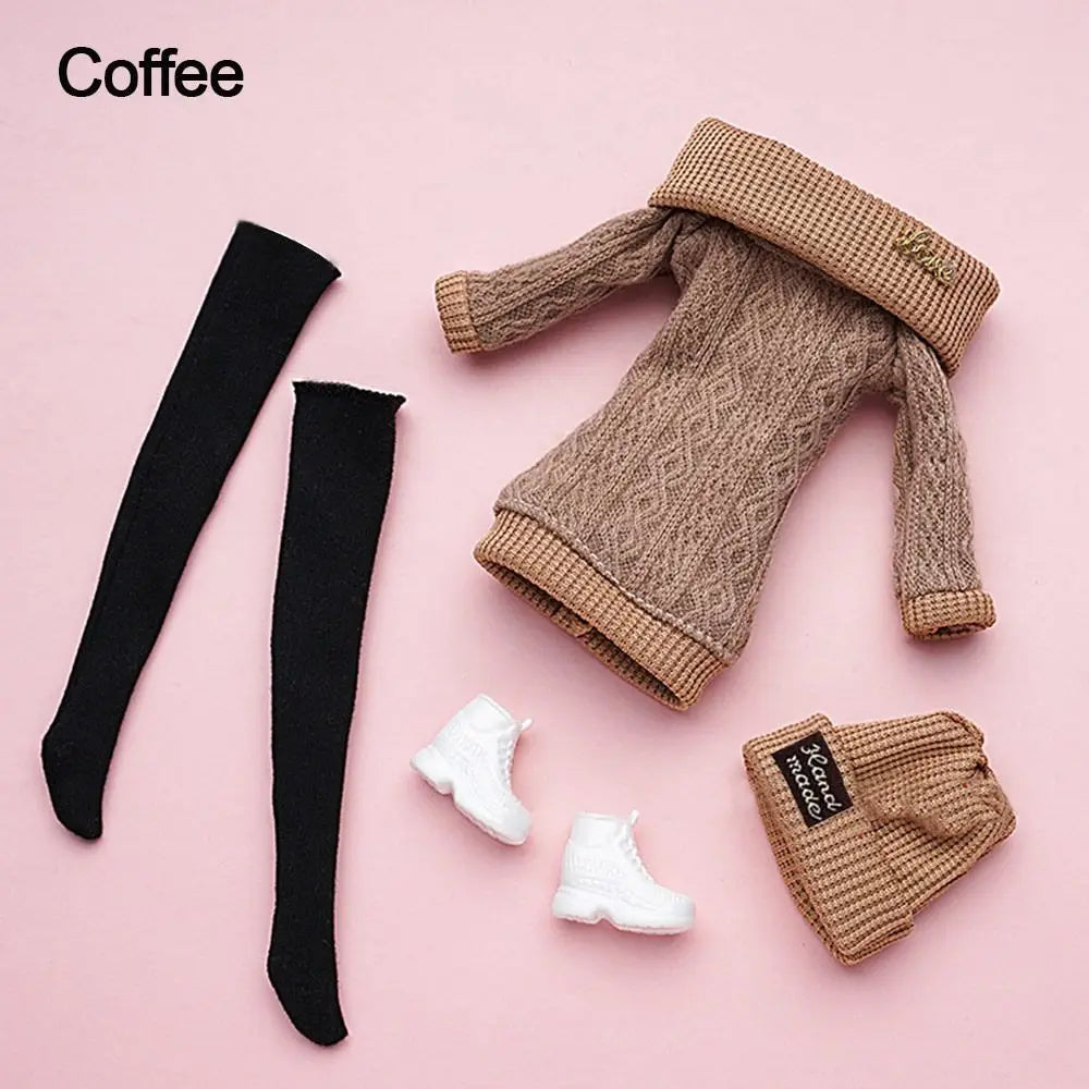 For 1/6 Doll Clothes 29~32cm Doll Plush Coat Skirt Doll Winter Dress Girl Coat Handmade Casual Wear Set Doll Accessories Gift