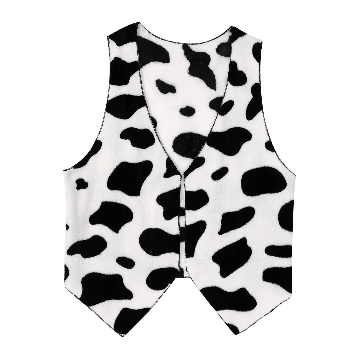 Mens Western Cowboy Cosplay Costume Suit with Hat And Print Bandanna Cow Printed Flannel Waistcoat for Halloween Carnival Party