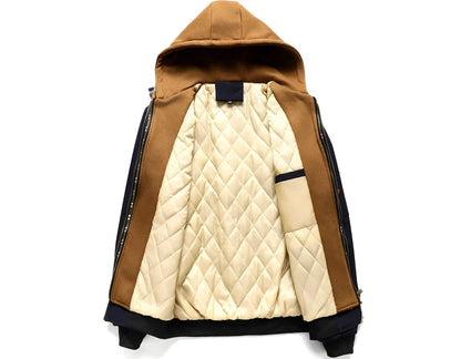 Veste bomber chaude pour homme, coupe-vent épais, à capuche, pour l'extérieur, la randonnée, le sport, thermique, fermeture éclair, collection automne-hiver