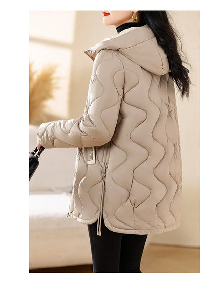 2024 New Winter Jacket Parkas Women Coat Fur Collar Hooded Overcoat Female Jacket Parka Thick Warm Cotton Padded Outwear