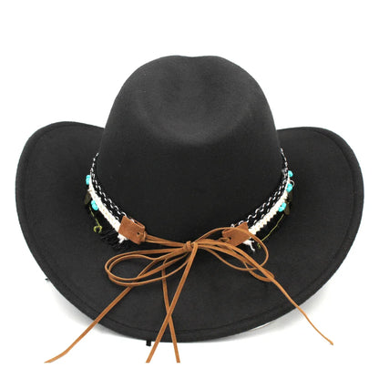 Chapeau de cowboy occidental pour hommes et femmes, casquette de costume de cow-girl à large bord pour église, mariage, fête, Halloween, casquettes fedoras d'extérieur