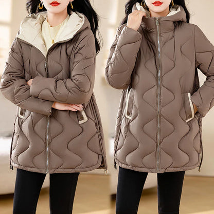 2024 New Winter Jacket Parkas Women Coat Fur Collar Hooded Overcoat Female Jacket Parka Thick Warm Cotton Padded Outwear