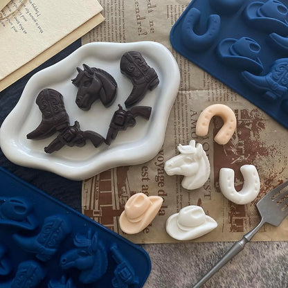 Cowboy Chocolate Molds Cowboy Hat Boot Horse Saddle Shape Silicone Candy Molds Western Themed Party Baking Mould Cake Decoration