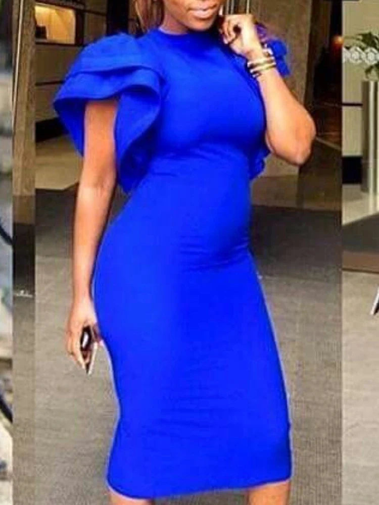 AOMEI-Robe de soirée mi-longue pour femme, col haut, manches évasées, dos nu brillant, grande taille, queue de cheval formelle, robe de soirée, quoi que ce soit, été