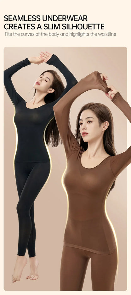 POKARLA 1 ensemble de sous-vêtements thermiques chauds intimes Sexy longs Johns femmes en forme de ensembles femme col moyen vêtements de mise en forme thermique
