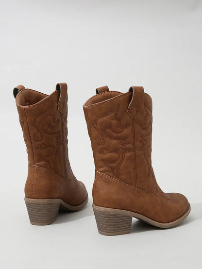 Classic Western Knee High Boots for Girls Premium Quality Slip-on Cowboy Long Booties Kids Autumn Heeled Point Botas Kids Shoes