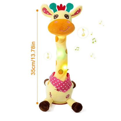 Electric Singing Dancing Giraffe Toy With Light & Voice Recording, Swing Motion Interactive Plush Animal For Kids Gift