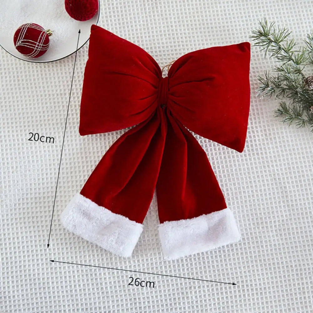 Grand nœud papillon de noël suspendu, pendentif en velours rouge pour porte, décoration de fête de noël du nouvel an 2026, nouvelle collection