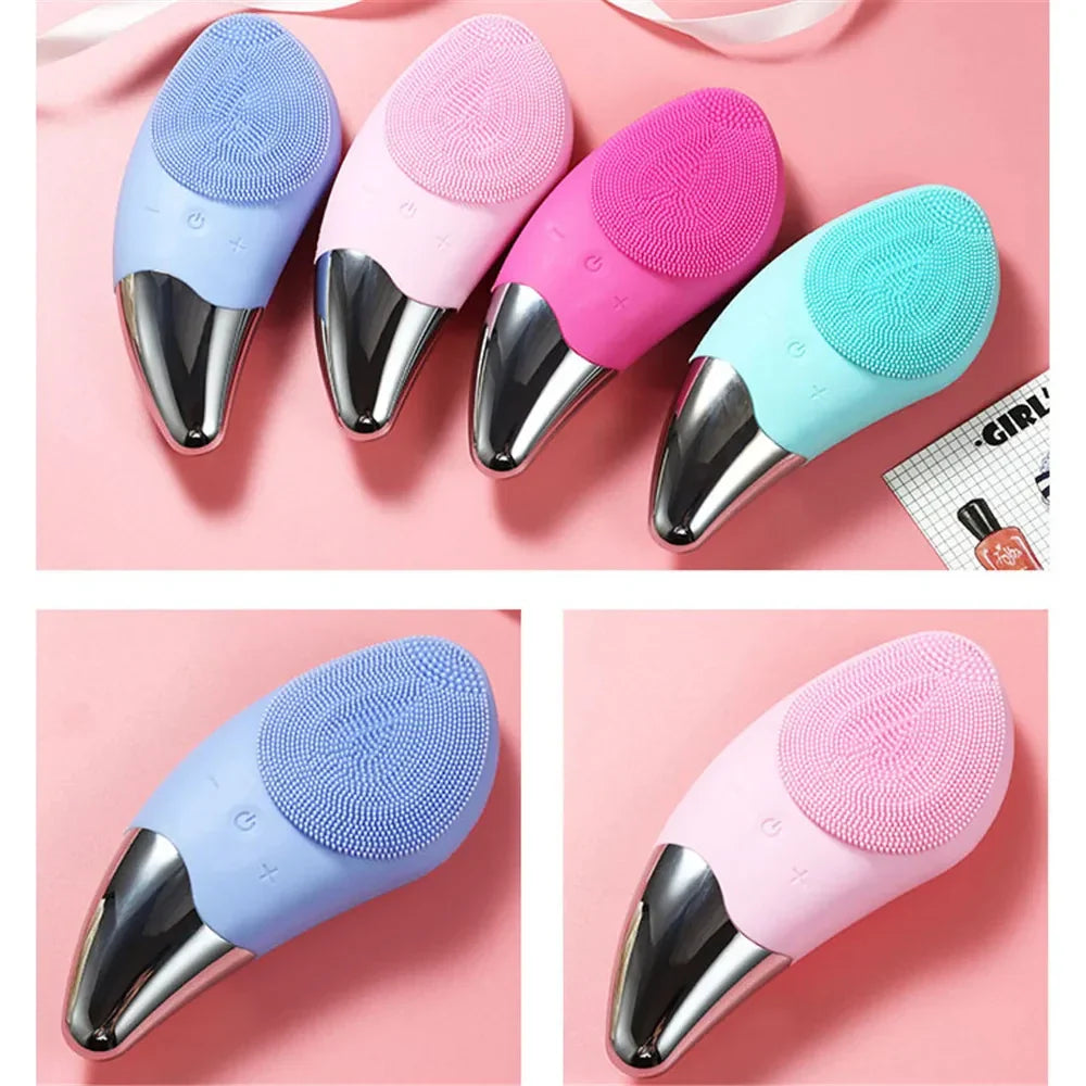 Mini Electric Face Washer Cleanser Silicone Facial Cleanser Waterproof Rechargeable Ultrasonic Pore Facial Cleaner