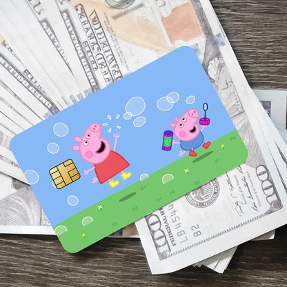 C-Cartoon Animation P-Peppas Pig Decorative Small Waterproof Chip 4PCS Card Sticker New Anti-Scratch