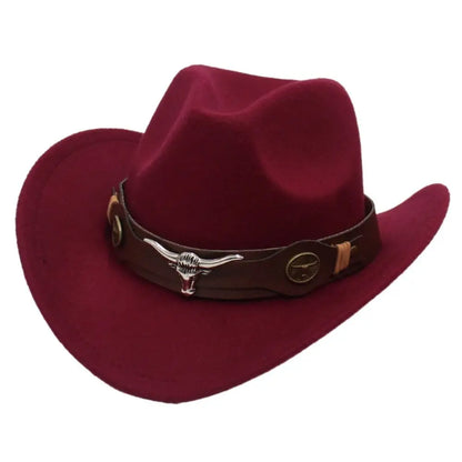 Chapeau de Cowboy occidental en laine Cool, chapeau de Jazz à large bord, couleur unie, chapeau de Cosplay de fête, casquettes de visière d'extérieur