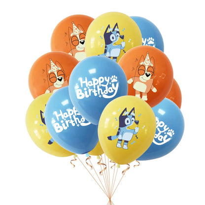 Bluey – vaisselle de fête d'anniversaire de noël, bannière jetable, garniture de gâteau, drapeau suspendu, ballons avec chiffres bleus, décoration d'anniversaire