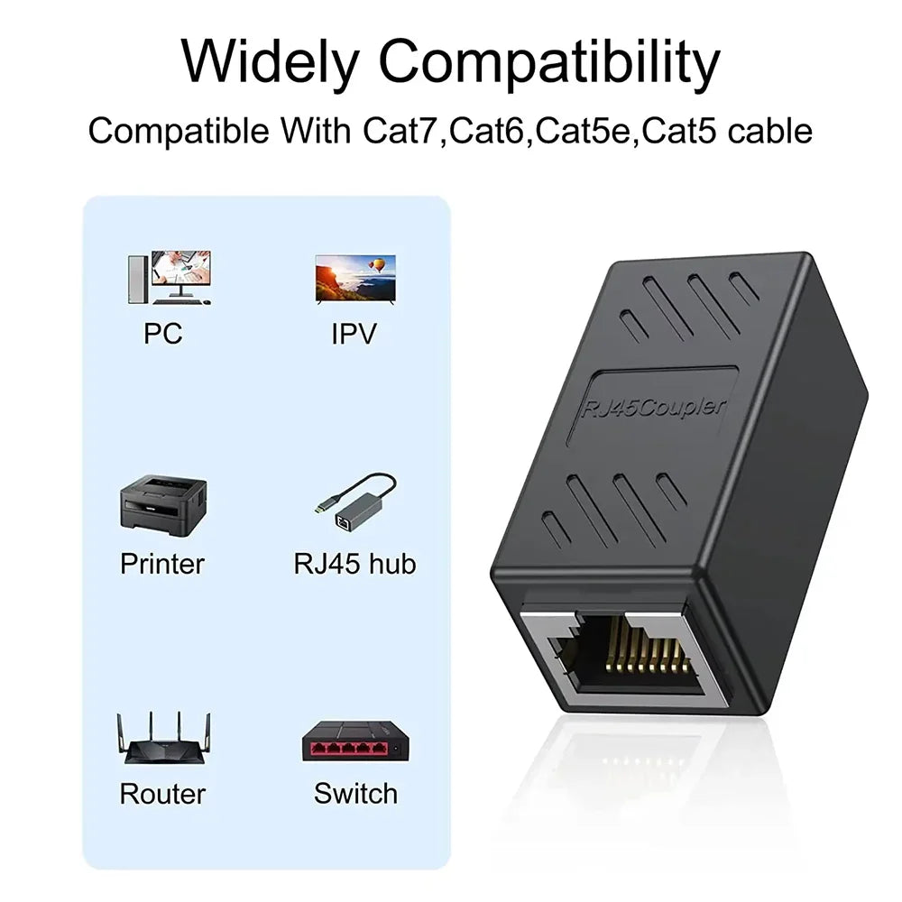 Kebidumei RJ45 Coupler Network Cable Extender 1000Mbps CAT5 CAT6 Ethernet Cable Extender Ethernet LAN Splitter Connector Adapter