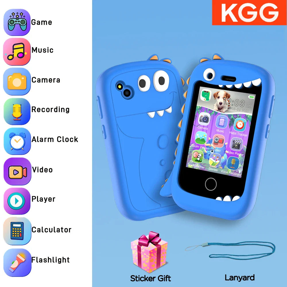 Téléphone intelligent pour enfants Filles Garçons Jouets Téléphone portable Double appareil photo Lecteur de musique 17 jeux Téléphone d'apprentissage pour tout-petits Cadeaux d'anniversaire