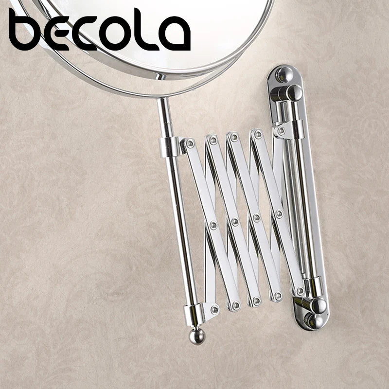 Becola 8 Pouces 3X Grossissant Mur Maquillage Miroir Recto-verso Rétractable Salle De Bain Miroir 360 Degrés Pivotant Miroir De Maquillage