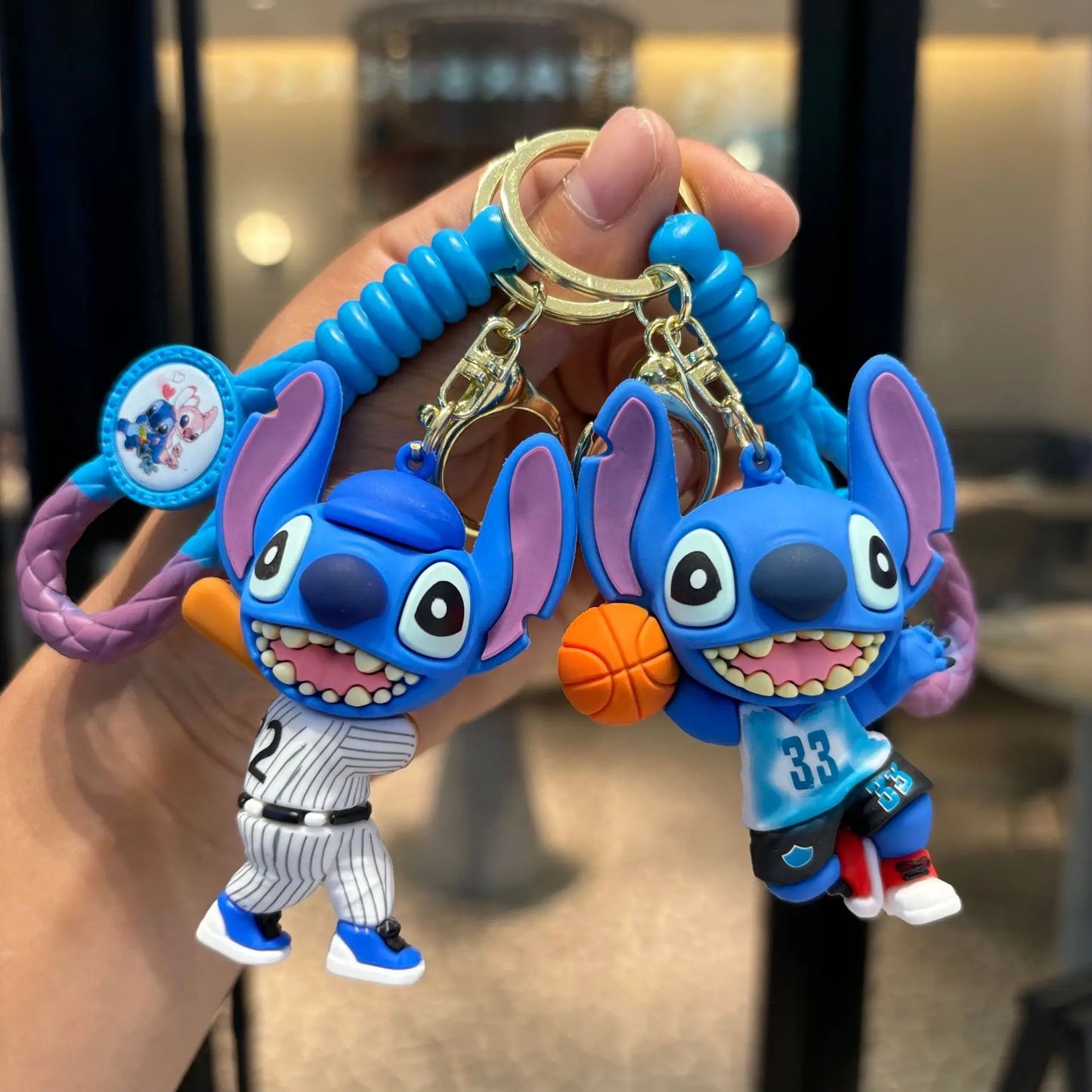 Stitch Wear Sportswear Play Basketball Play Baseball Series Key Chain Backpack Handbag Pendant Decoration Kid Interesting Gift