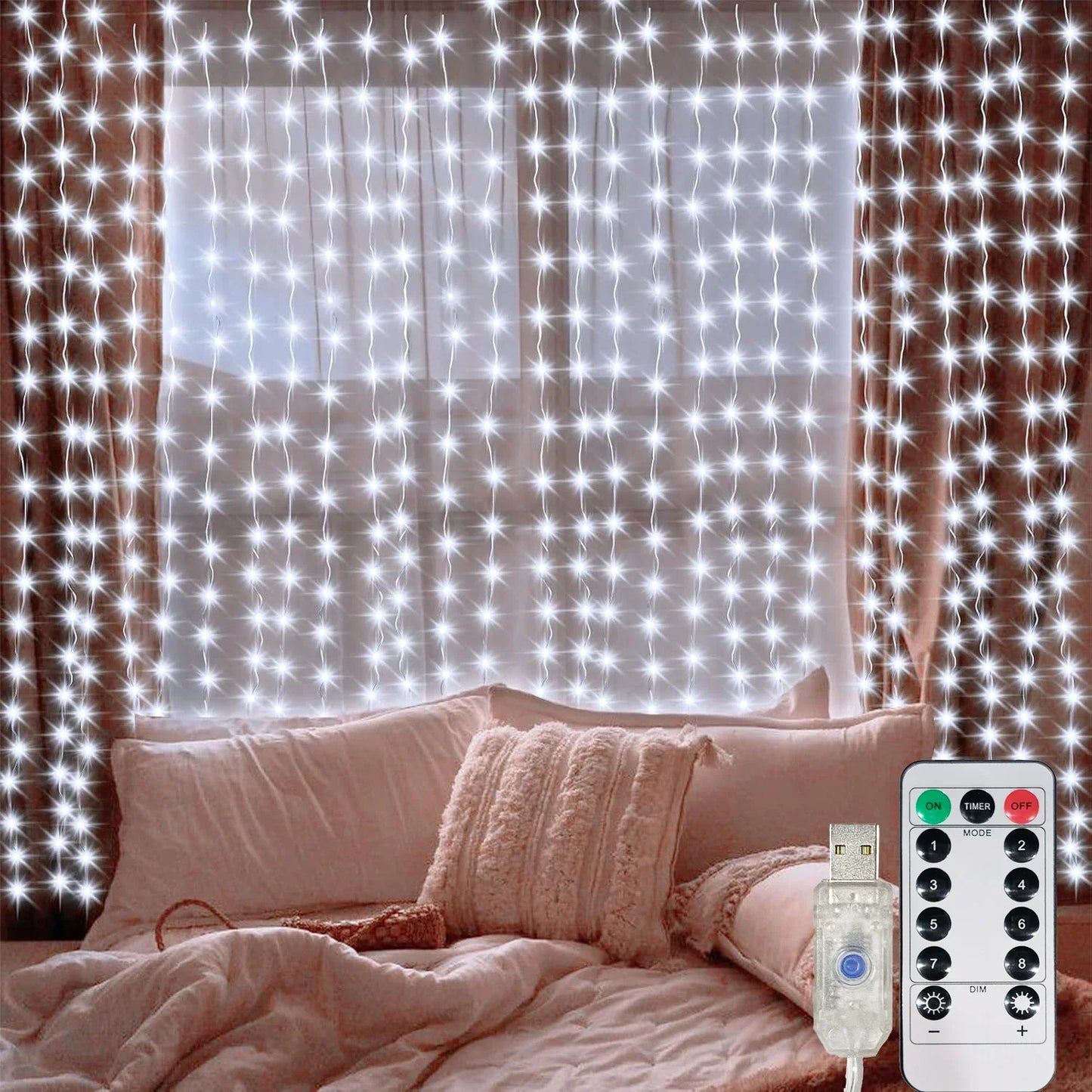 USB LED rideau chaîne lumières avec télécommande chambre vacances mariage anniversaire noël décor LED fée guirlande lampe