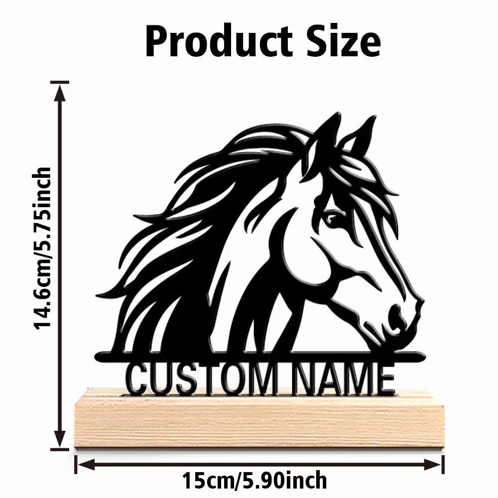 1pc Stylish Personalized Custom Horse Metal Statues Metal Art With Wooden Base Suitable For Animal Enthusiasts, Pet Commemorativ