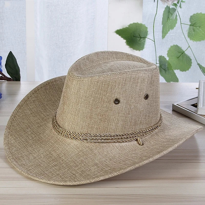 Spring Autumn Wide Brim Solid Color Men Jazz Hat Unisex Sun Protection Outdoor Women Top Hat Cowboy Cap