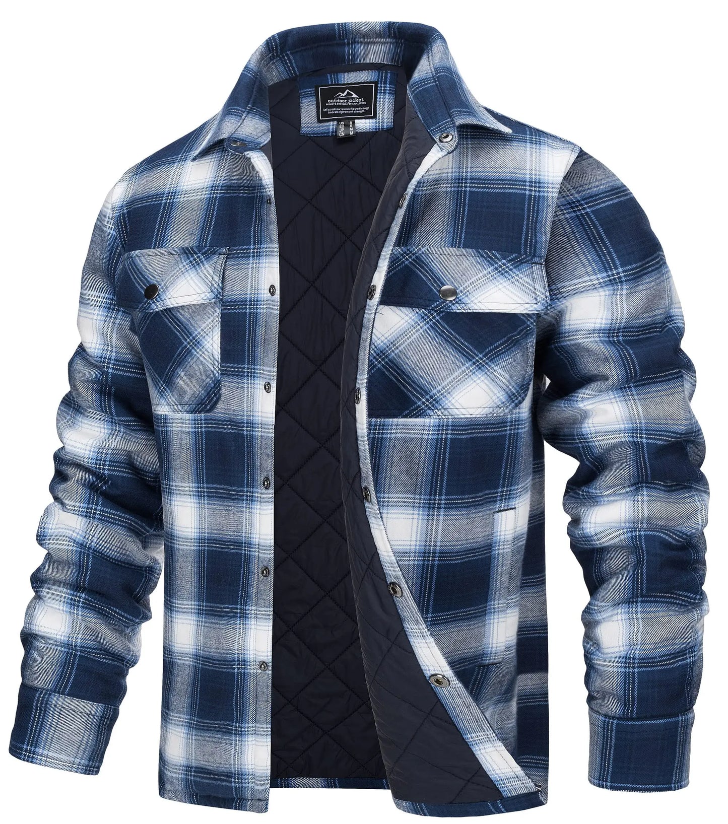 TACVASEN Veste d'hiver en coton à carreaux pour homme, manches longues, matelassée, doublée, en flanelle, multi-poches, vêtements d'extérieur, manteaux de randonnée