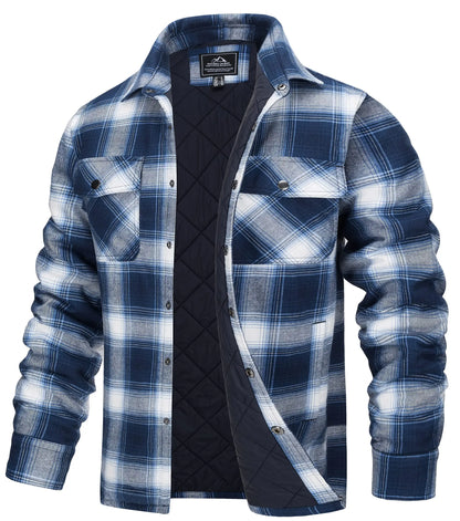TACVASEN Veste d'hiver en coton à carreaux pour homme, manches longues, matelassée, doublée, en flanelle, multi-poches, vêtements d'extérieur, manteaux de randonnée