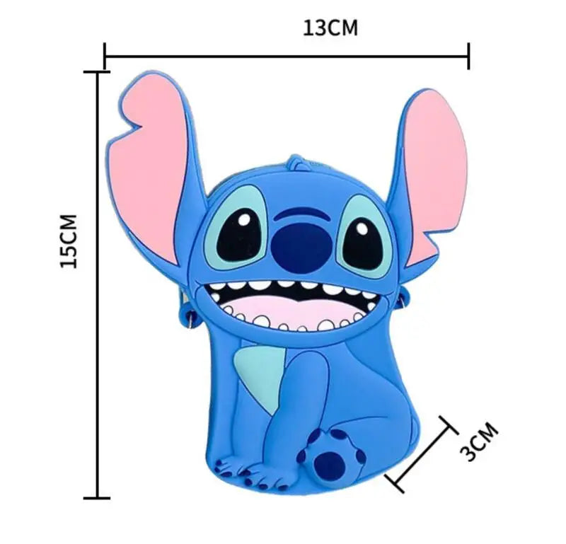 Cute Stitch & Angel Styling Silicone Coin Purse Cartoon Blue Pink Mini Wallet Crossbody Bag For Boys Girls Kawaii Accessories