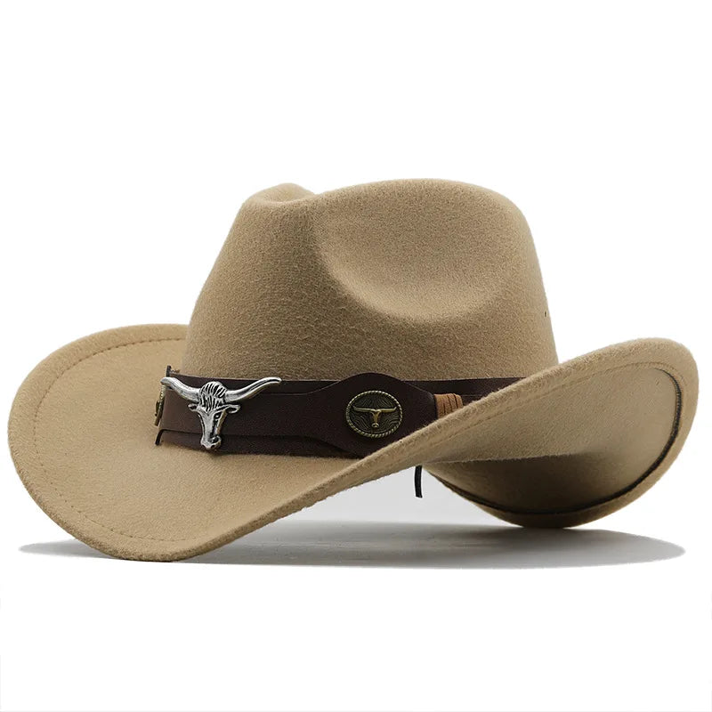 Nouveau chapeau de Cowboy occidental à bord roulé casquette de Cowgirl Cowboy Jazz Fedora chapeaux casquette en feutre avec bande de vache pour femmes hommes enfants