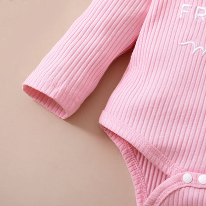 Ensemble de vêtements rose pour bébé fille 0-18 mois, tenue printemps et automne, body manches longues + pantalon floral + bandeau, 3 pièces, tenues de mode pour tout-petits