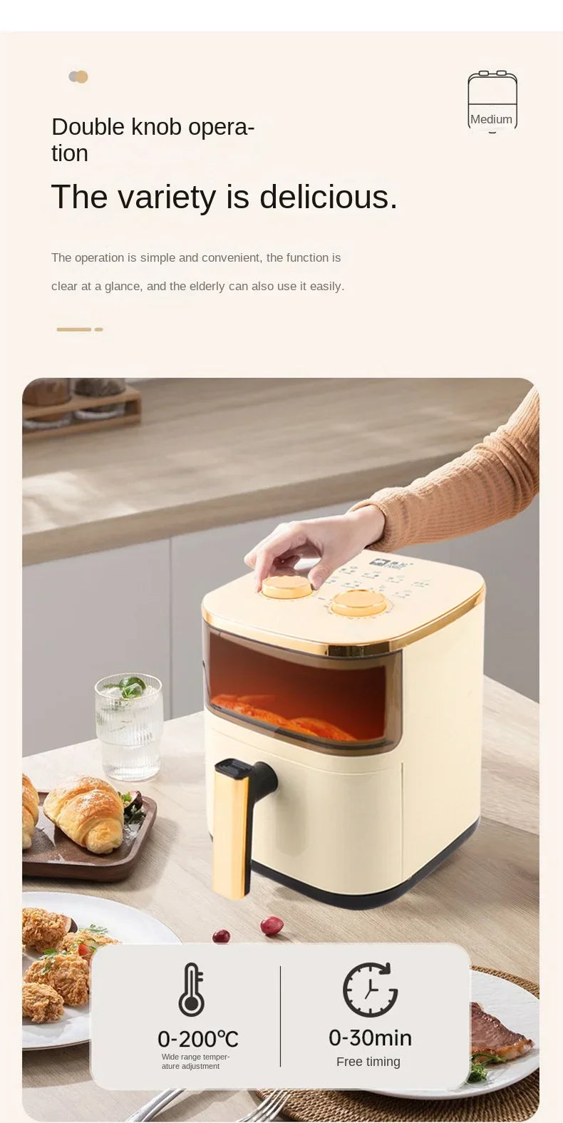 Air fryer multifunctional household high-capacity electric oven, fully automatic intelligent french fry machine