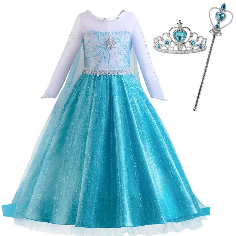 Robe Elsa pour filles de 3 à 10 ans, robe de princesse Elsa pour anniversaire, carnaval, Pâques, Halloween, fête, cosplay, costume pour filles