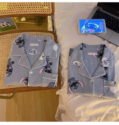 Stitch summer pajamas women's new high-value student cartoon creative cute loose short-sleeved home service suit birthday gift