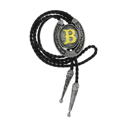 RechicGu-26 lettres Bolo pour homme, style western, cow-boy, cow-girl, cravate en cuir, collier rodéo, bijoux cadeaux, Dropshipping