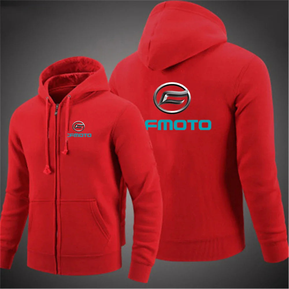 2025 Spring And Autumn Man's Anti Collision Shirt Solid Color Coat Cfmoto Logo Print Simple Style Handsome Slim Jacket Hoodies