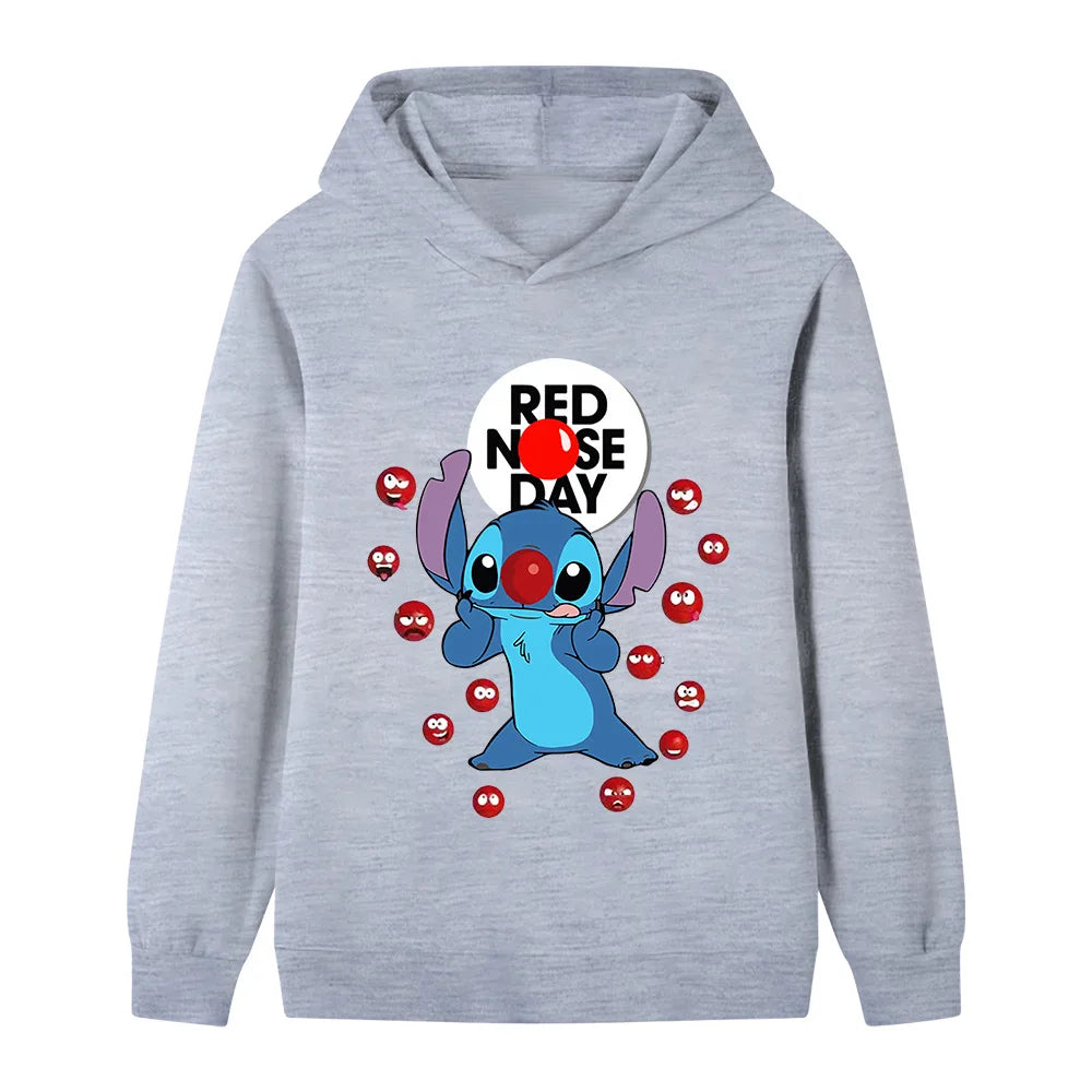 Stitch Fashion Cartoon Hoodies for Girls and Boys, Warm Autumn and Winter Children's Sweatshirts, Fashionable and Versatile Tops