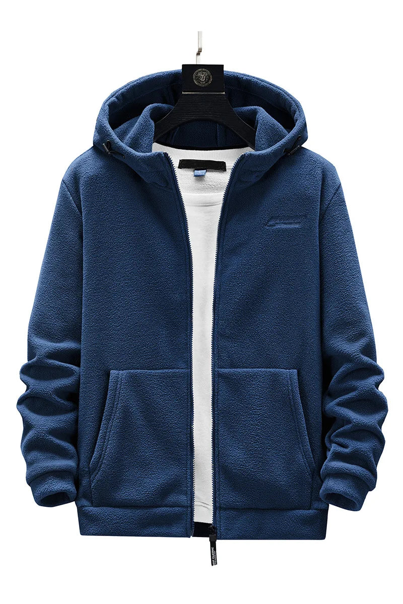 Plus Size L-8XL Men's Fleece Sweater Outdoor 2023 Autumn Polar Fleece Cardigan hooded Outside Zip Hoodies Sweatshirts Coat