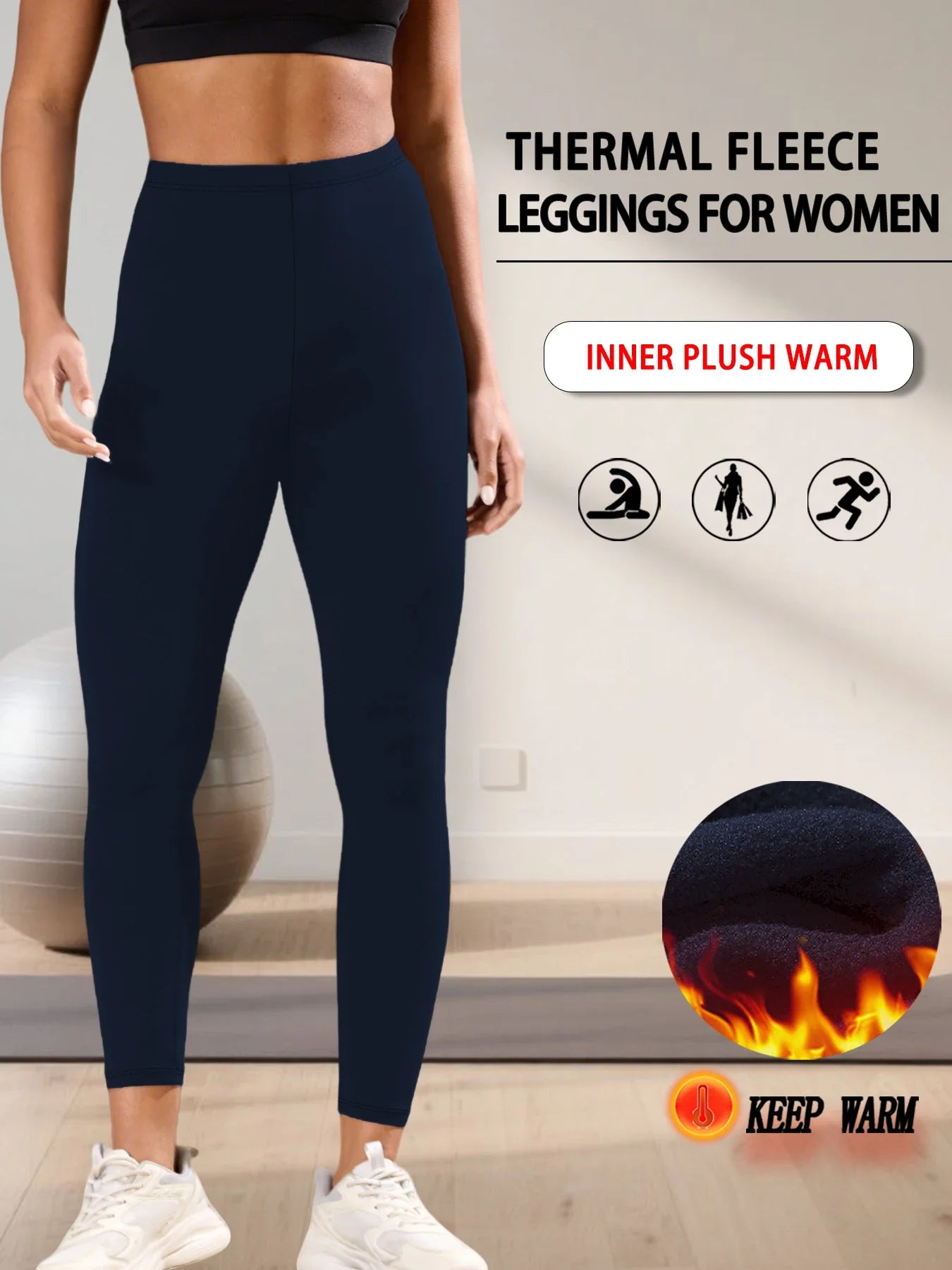 Plus size fleece lined leggings. Women's pants designed for winter yoga, workouts, and cold weather activities