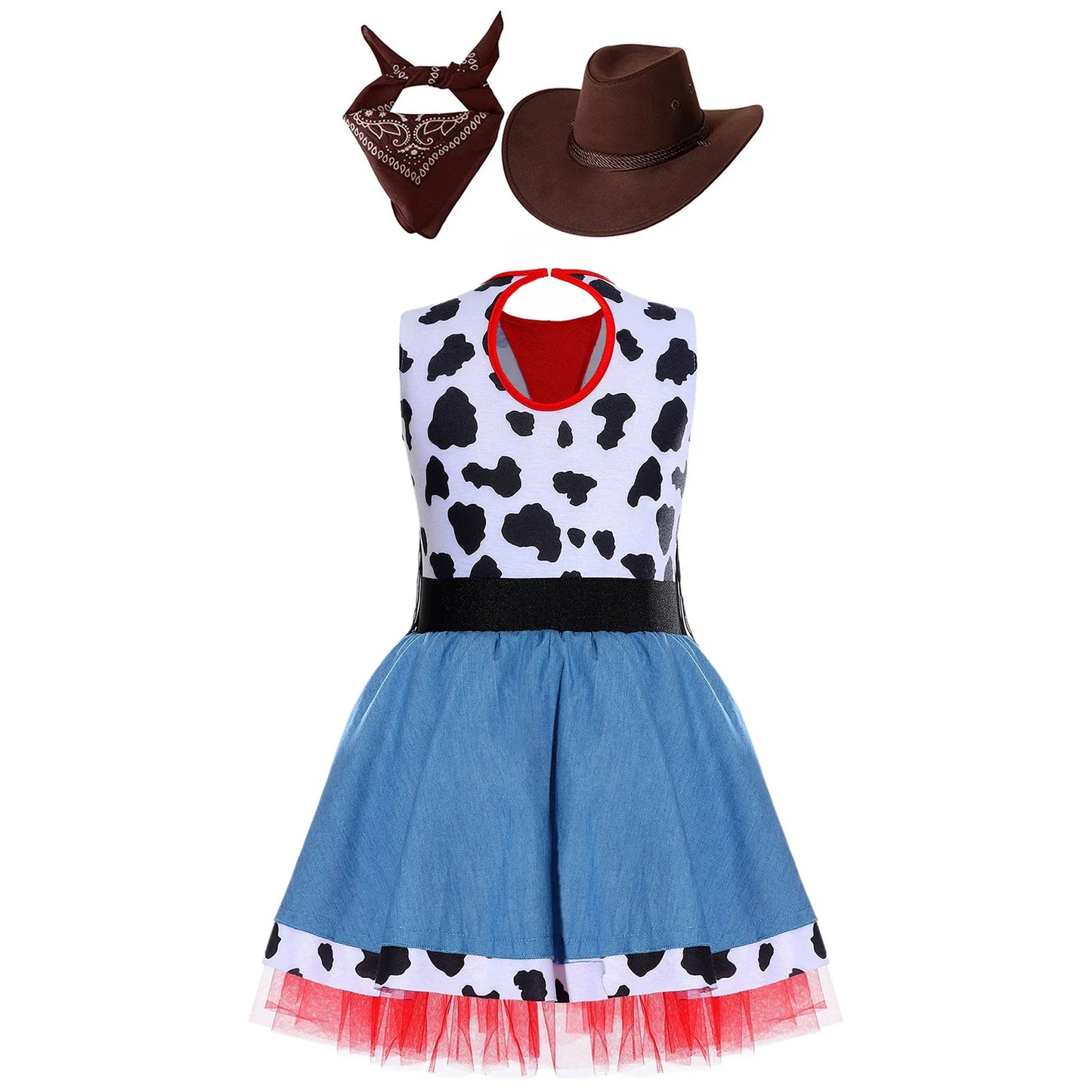 Wild West Cowgirl Cosplay Costume Set Cowboy Halloween Carnival Cosplay Dress Up Outfit Festival Dance Party Stage Performance