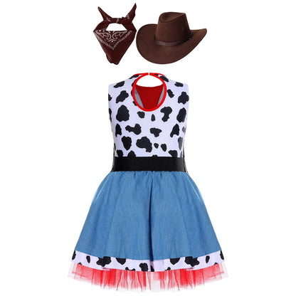 Wild West Cowgirl Cosplay Costume Set Cowboy Halloween Carnival Cosplay Dress Up Outfit Festival Dance Party Stage Performance