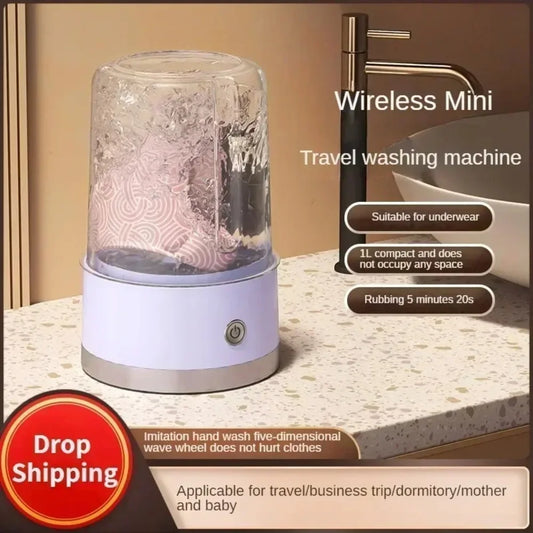 Mini Washer Underwear&Socks Washer Rechargeable Wireless Portable for Travel/Home/Dormitory with Laundry Cup Washing Machine