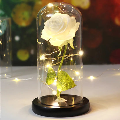 Fleurs lumineuses LED enchantées avec la Belle et la bête, dôme de roses décoratif pour mariage, saint-valentin, cadeau de fête des mères